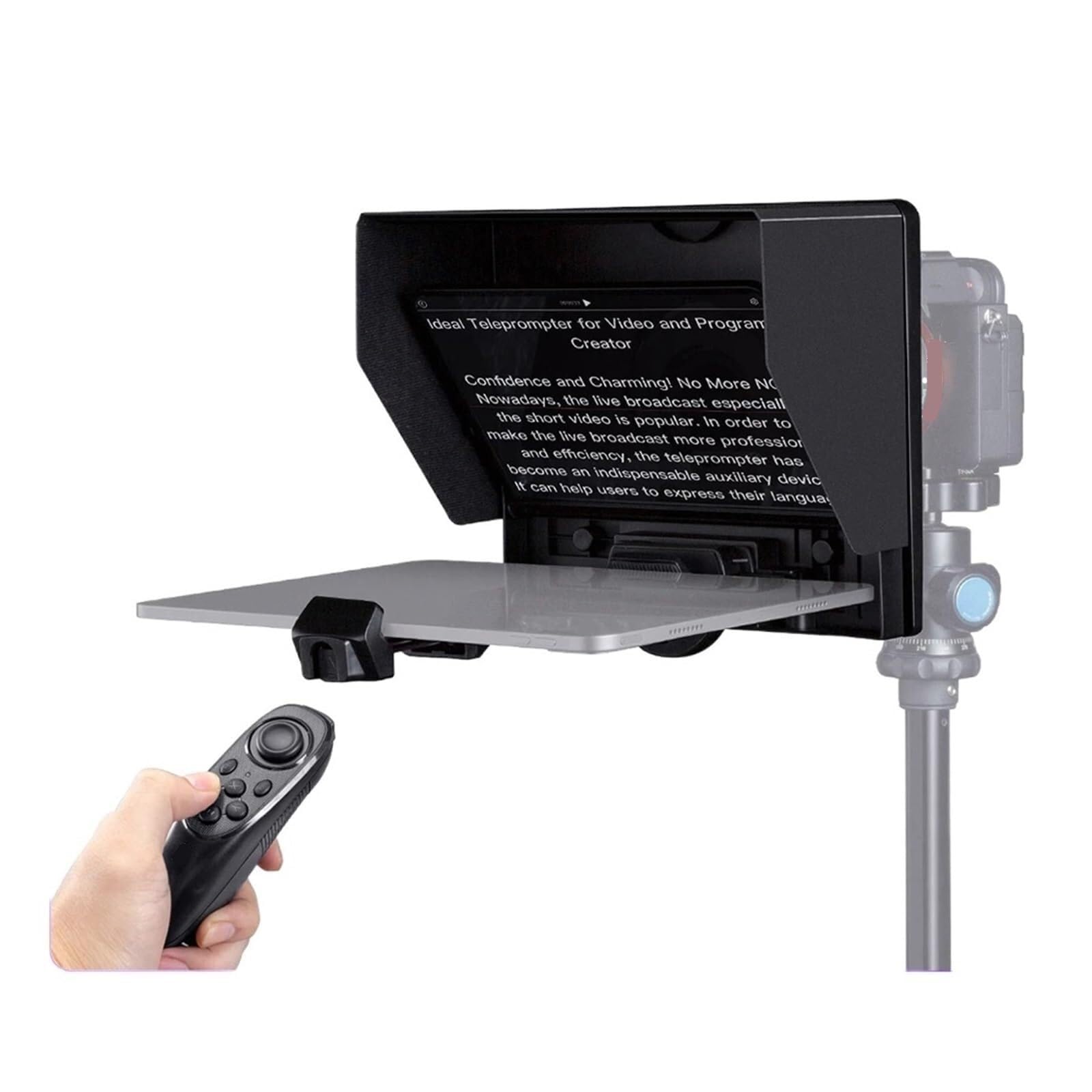 Teleprompter, 10-Zoll-Faltteleprompter Für Telefon/Tablet/Spiegelreflexkamera Mit Bluetooth-Fernbedienung für Live-Streaming