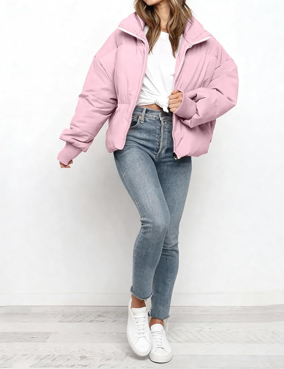 PEHMEA Women's Winter Cropped Puffer Jacket Coat, Warm Short Quilted Jackets Outerwear with Pockets 2026 - Image 3