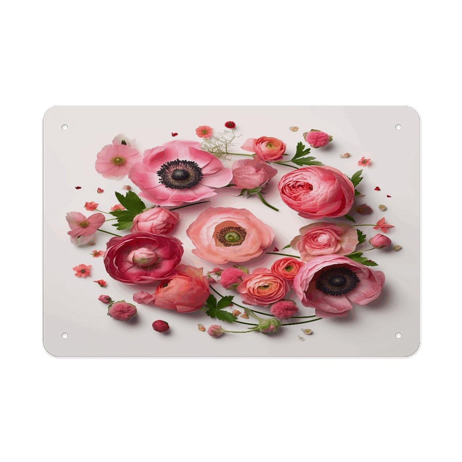 Fodpand Style Flowers In A Circle Wall Art Metal Signs Tin Sign