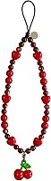 Drawwind Sweet Cherries Beaded Phone Charm Wristlet Strap - Universal Lanyard for iPhone Samsung Cases, Cameras, Bags - Handmade Cute Accessory