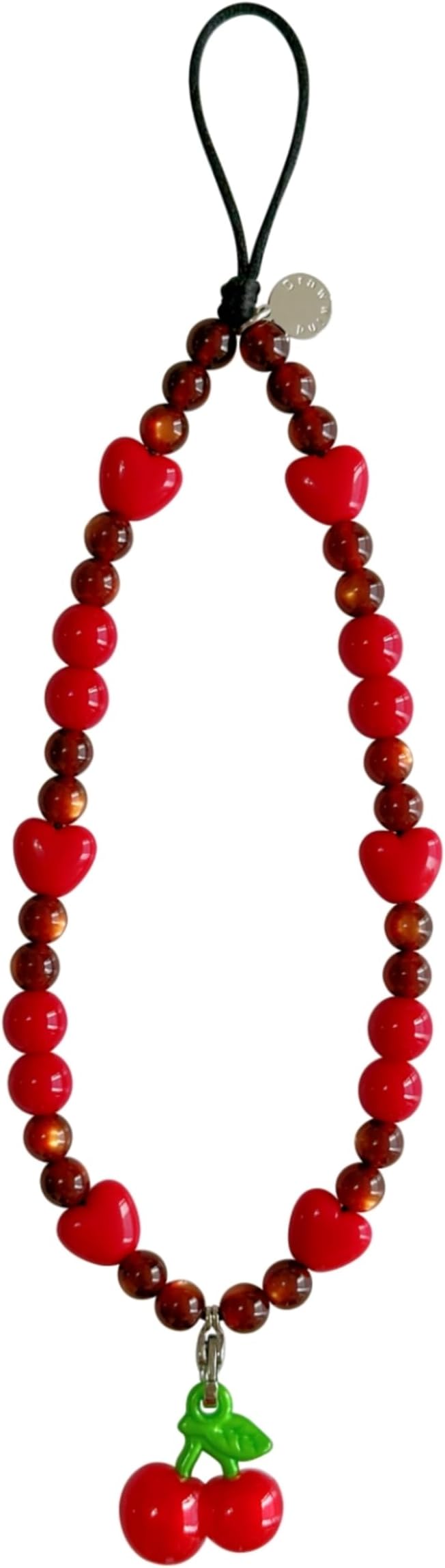 Drawwind Phone Charm Beaded Wristlet Strap Universal Cell Phone Lanyard Cute Bracelet Wrist Strap Beaded Chain String Handmade Accessories for Case Camera Bags (Sweet Cherries)