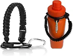 Alça para Garrafa de Água em Paracord Preto – Ajustável e Resistente com Mosquetão, Ideal para Transporte em Camping, Academia, Trilha e Atividades ao Ar Livre