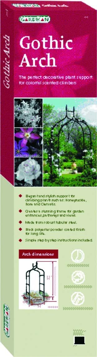 Gardman R351 Gothic Garden Arch, BLACK