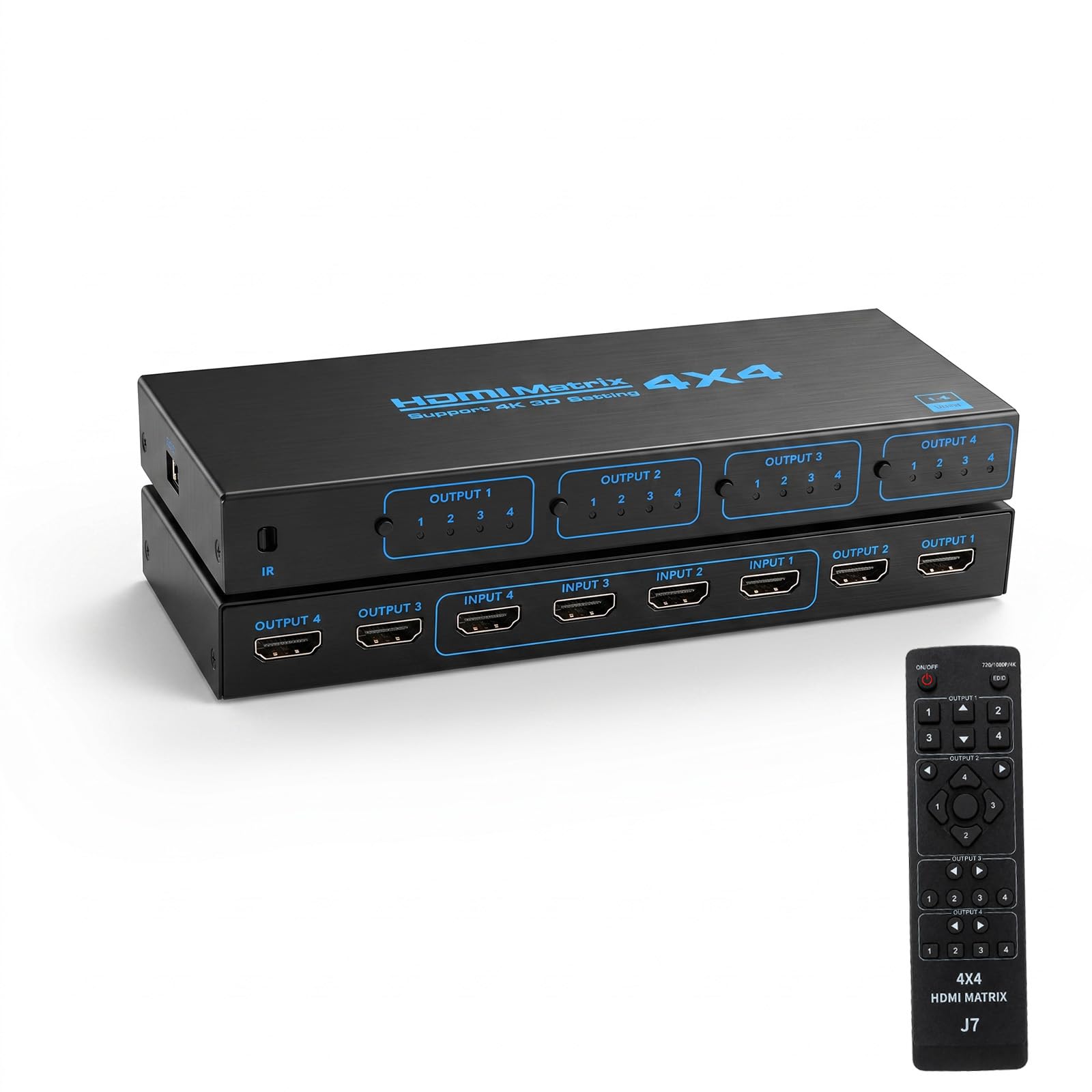 Amazon | HDMI マトリックス 4 入力 4 出力 HDMI1.4 4K@30Hz 3D 対応 4