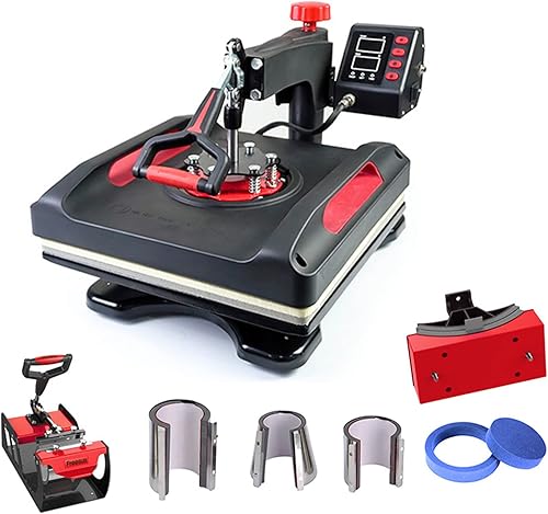 Prensa de calor, máquina de prensa de calor 8 en 1 de 15.0 x 15.0 in15 x 15 pulgadas, máquina digital de prensado de camisetas con oscilación de