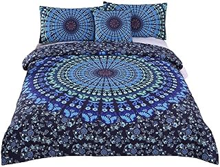 Sleepwish 4 Pcs Mandala Bedding Set Blue Duvet Cover King Bohemian Moonlight Blanket