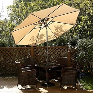 Sunvivi outdoor 75 ft patio umbrella outdoor market table umbrella luxury aluminum pole umbrella with push button tilt and crank 6 ribs polyester canopy  urban country home decor