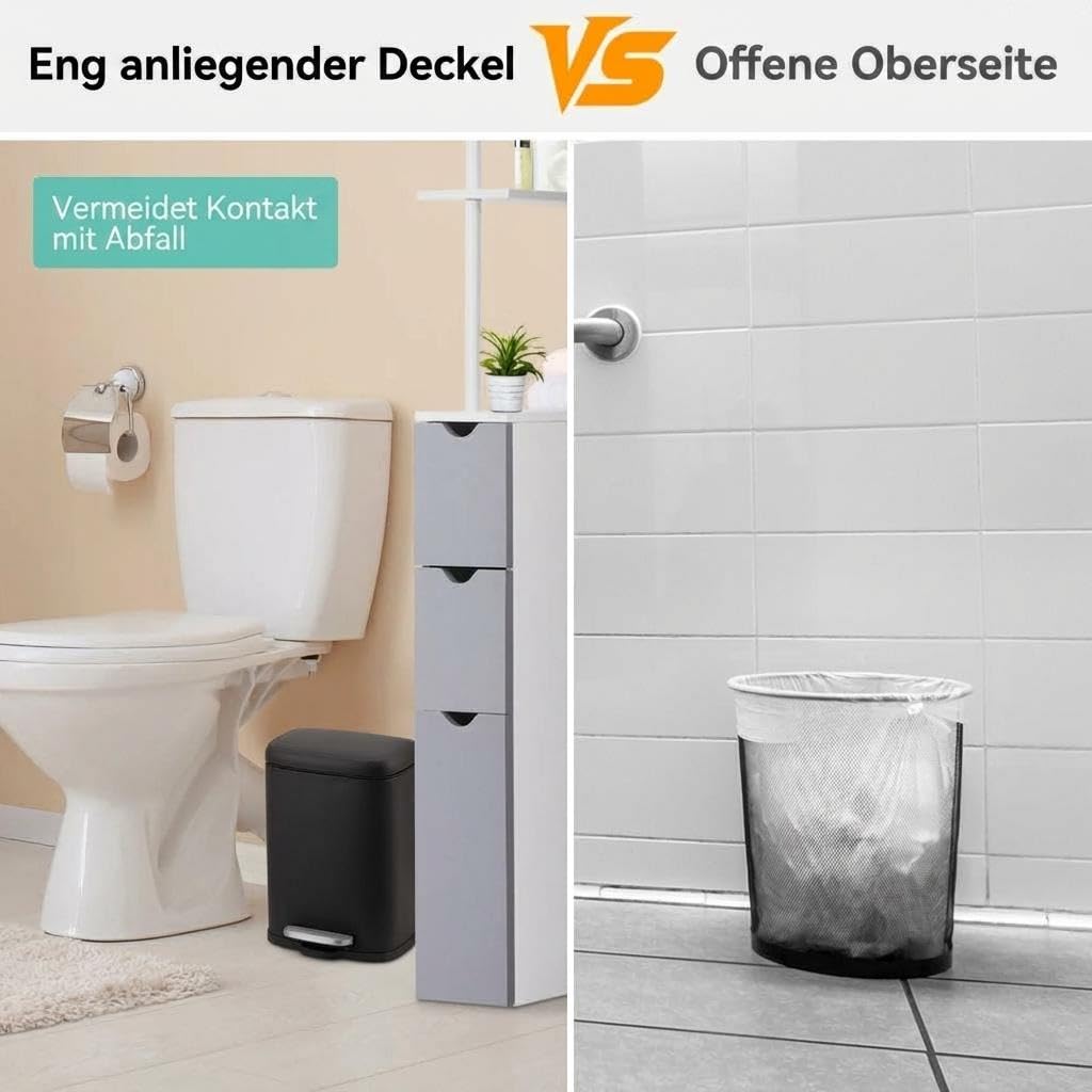 GarveeHome 5L Treteimer Edelstahl, Soft-Close, Anti-Fingerabdruck, Schwarz | Rostfrei; Abfalleimer; Inneneimer; Bad; Küche; Büro; Hygiene; Geräuschlos; Robust; Schmal; Kompakt; Kosmetikeimer; Tretpedal
