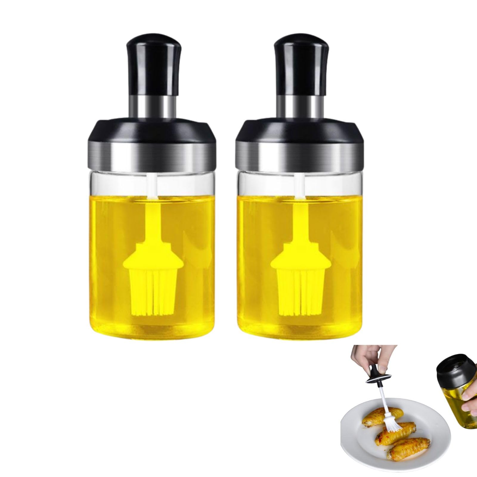 オイルディスペンサー ブラシ付き ガラスオリーブオイルディスペンサー 2イン1 Amazon.co.jp: T-OB21 ブラシ付きオイルディスペンサー 2個