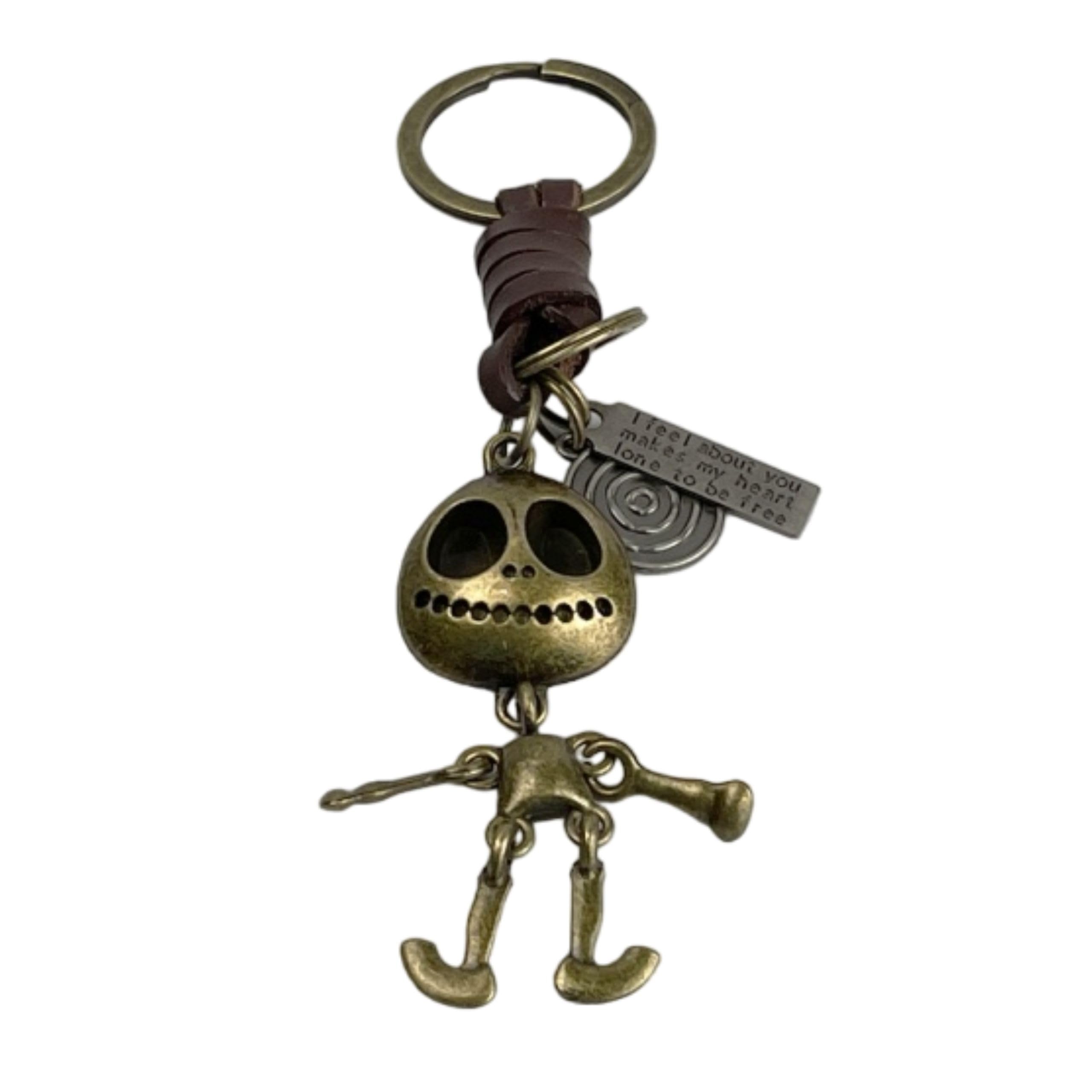 Bronze Articulated Skeleton Keychain - Keyrings Human Bones Articulated Anatomy - Accessory Keys Lovers of Cemeteries, Joints, Skull, Bone… - Unisex Keychain for Men and Women, grey, One size