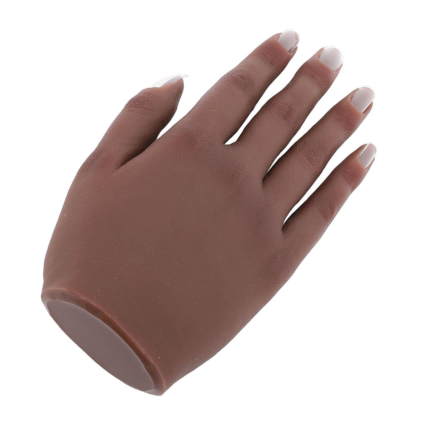 Manicure Practice Fake Hand, Silicone Nail Training Hand Model with Bendable Joints, Lifelike Nail Bed Cover Skin for Beginners Professionals, Reusable Ring Display Hand for Nail A (Right Hand)