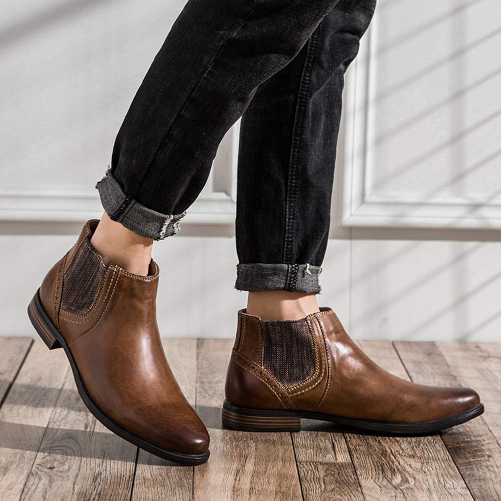 Hommes Cuir Véritable Occidental Vintage Bottes Chukka Chelsea Derby Fermeture Éclair Bottines