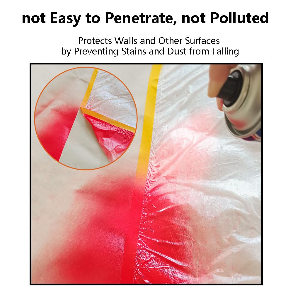 Pellicola Adesiva Per Mascheratura - 4 Rotoli Con Nastro - Per Verniciatura, Mobili, Pareti - Antipolvere E Antimacchia - Foto 4