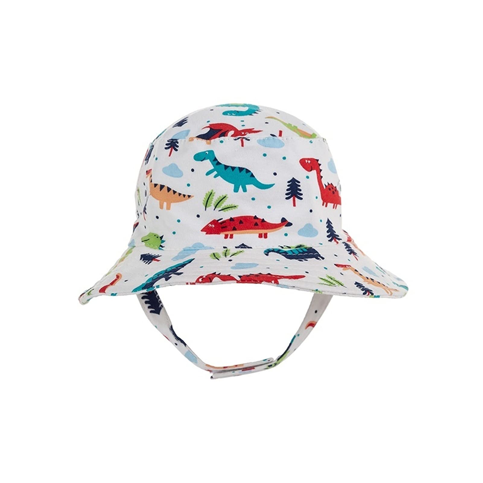 Kinder-Sommerhut, Baby-Fischerhut, Frühling und Herbst, dünner Schnitt, Sonnenhüte für Jungen und Mädchen, Baumwolle, Dinosaurier, Säuglings-Sonnenhüte, Ausflug bei Flut (Weiß XL 4 8 Jahre)