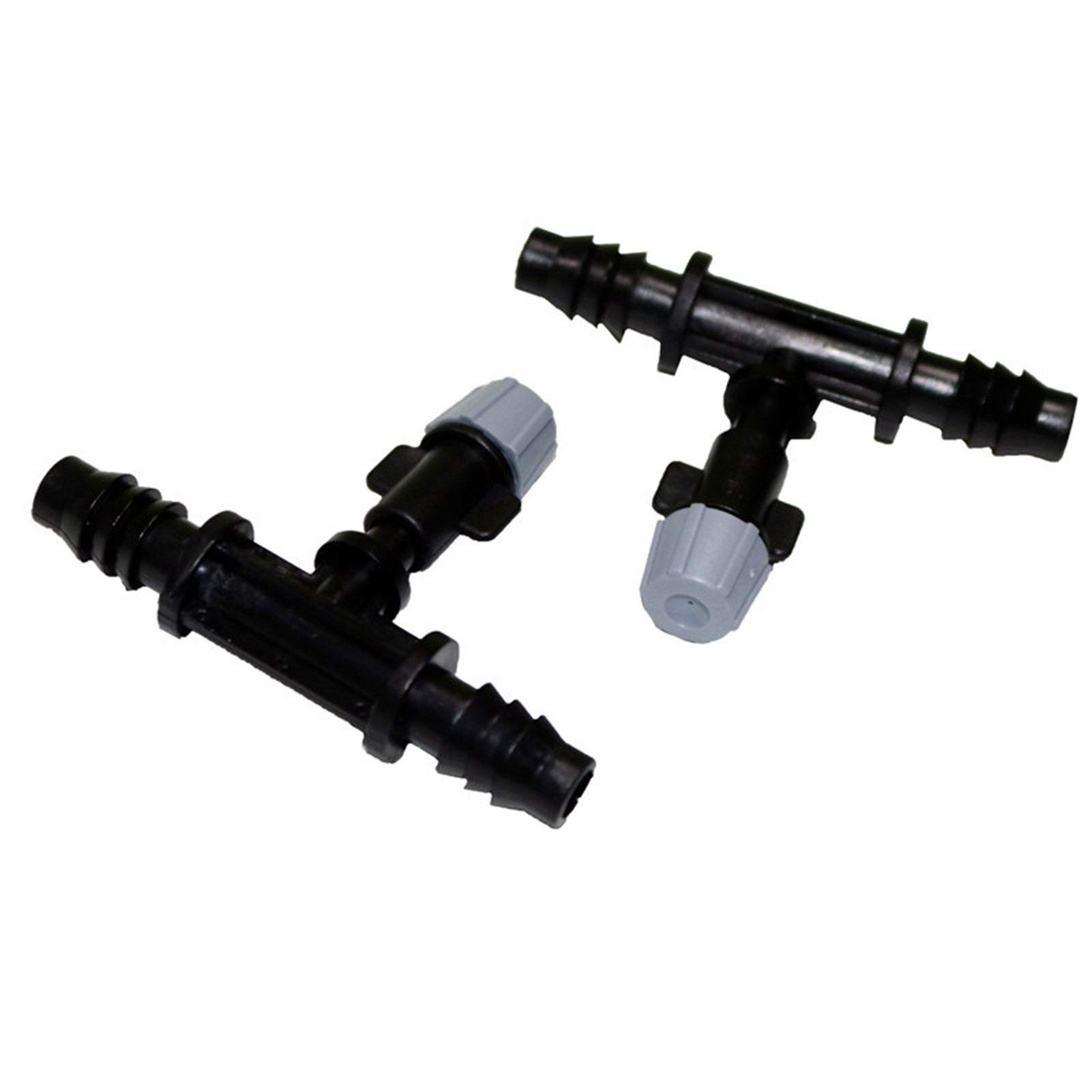 Xiaochen Annaffiatura del Giardino irrigazione del Prato in 3/8" Grey atomizzazione ugello + Tre Vie Serra Comune agricolo Giardino di irrigazione del Prato Spray Testina di erogazione 100 Pezzo