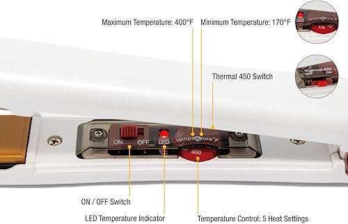 Miniatura 4 de Redline Professional Plancha plana de 1 pulgada, alisador de pelo blanco