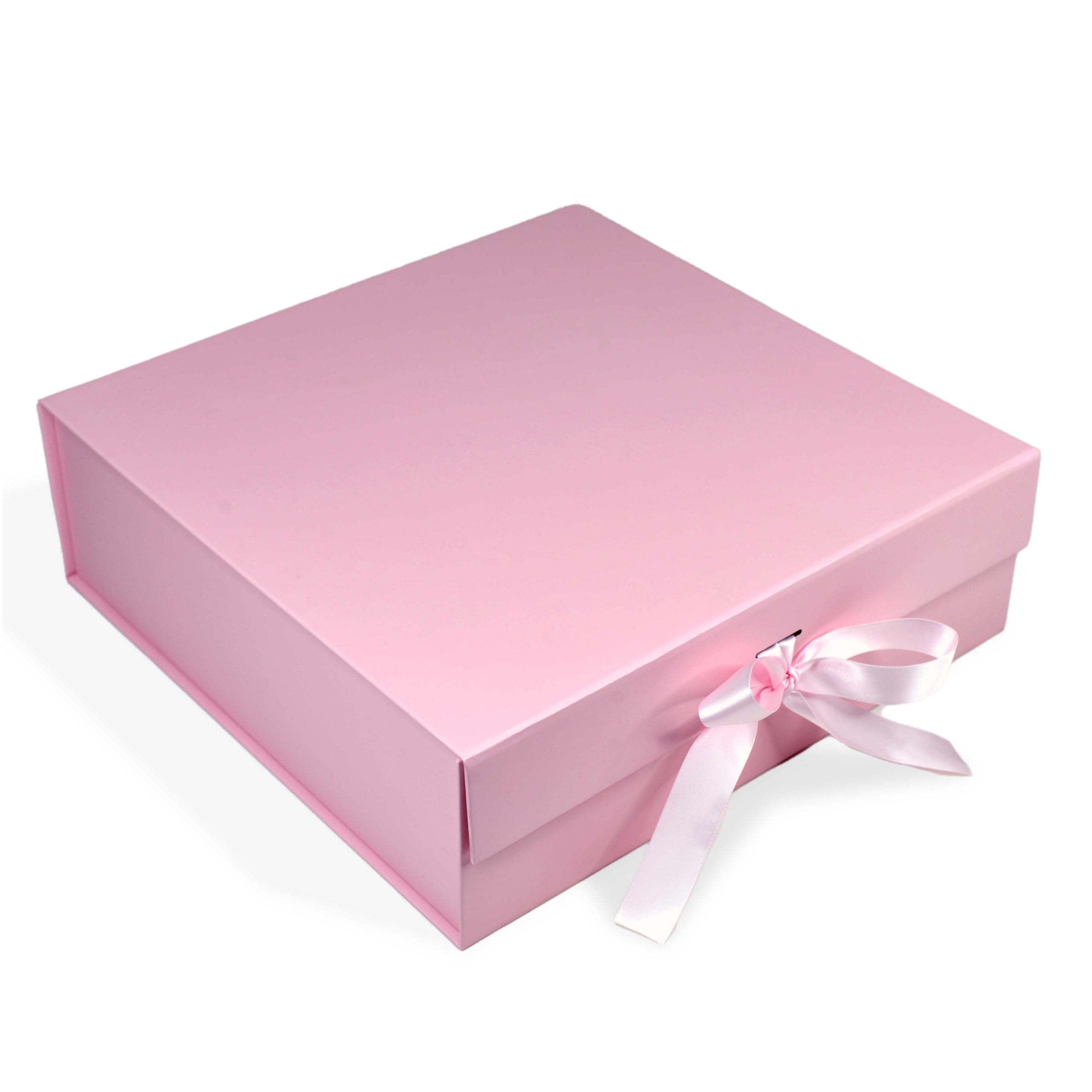 RBS®- LARGE Gift Box with Ribbon (34 x 33 x 10cm) Valentine Gift Boxes for Packaging Holds upto 10 kg Multipurpose gift hampers (1 Pack) gift box for packing Shirt gift boxes (Pale Pink)