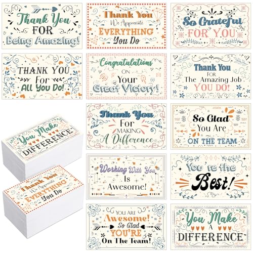 Yeaqee 240 Pcs Employee Appreciation Kudos Cards Funny Blank Back Motivational Card Encouragement Thank You Note Recognition Card for Teacher College Affirmation Gift(Drawing)