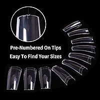 Vista 3 de BTArtbox - Puntas de uñas acrílicas transparentes francesas, 500 piezas de media cubierta, uñas postizas/falsas con estuche para salones de uñas