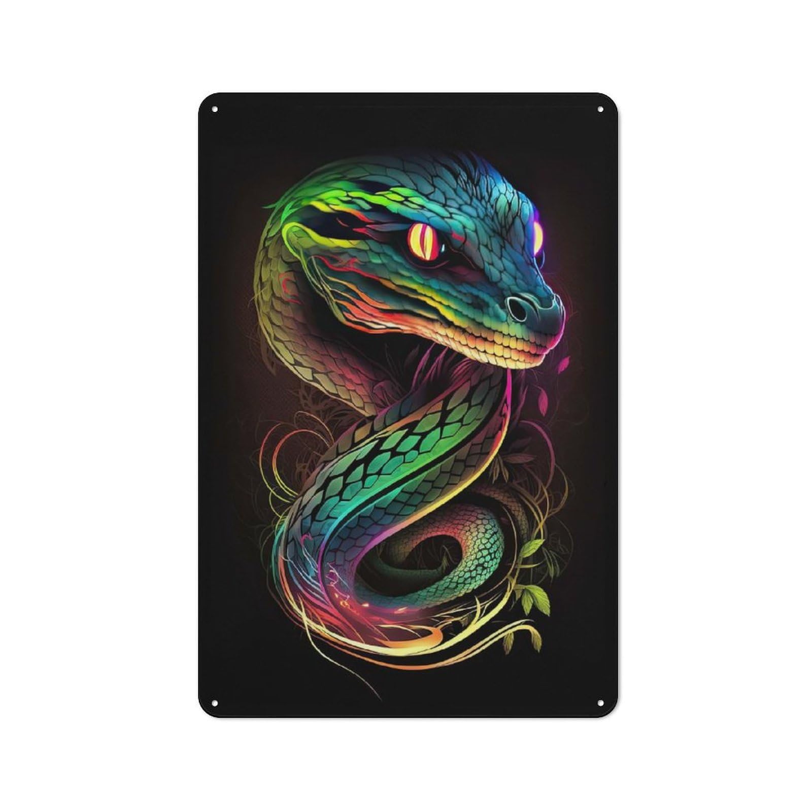 Junmoney Snake Neon Art Tin Wall Plaque 30X20cm With For Café Or Restaurant, Suited To Restaurant Decor Fans