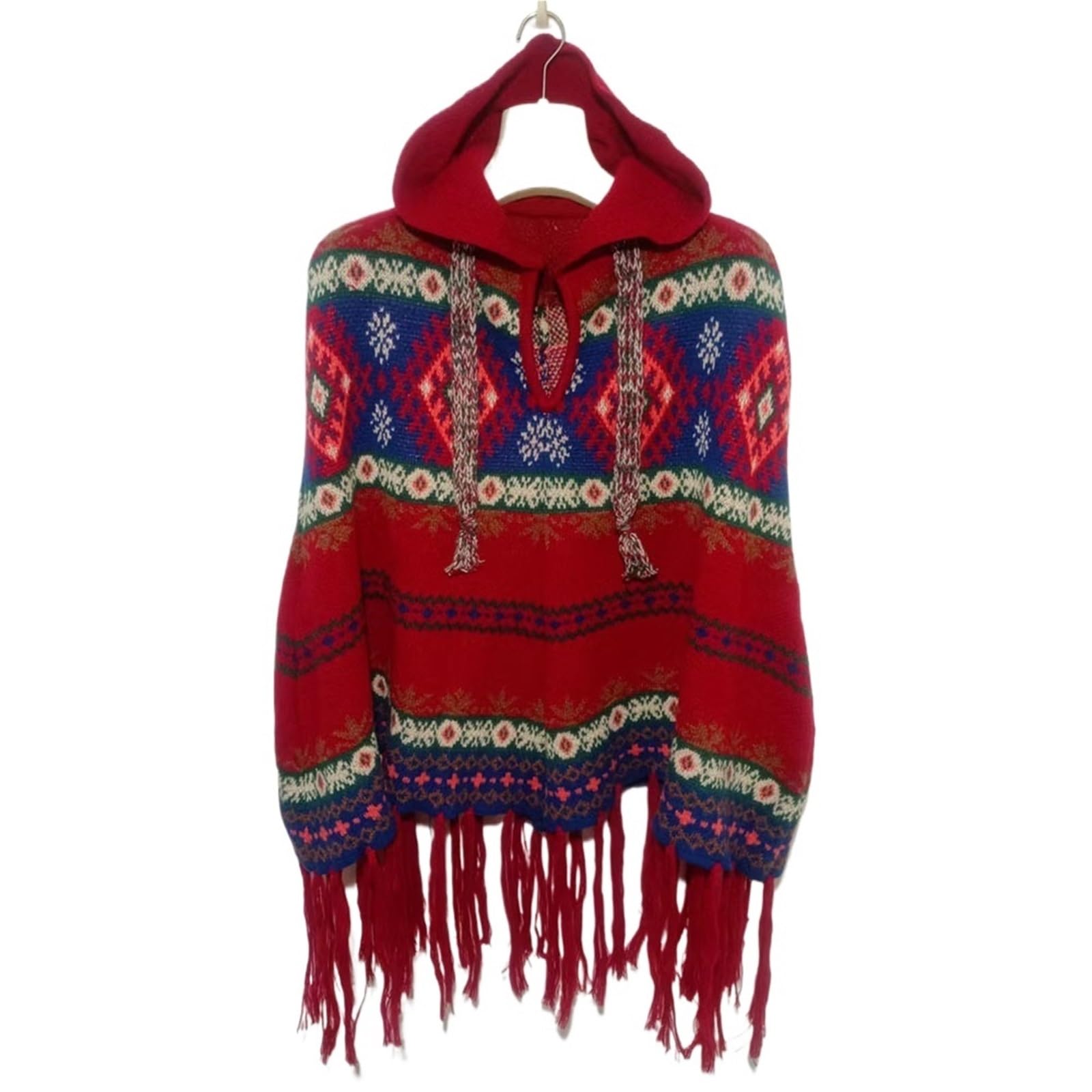 Poncho Donna Poncho Invernale da Viaggio, da Donna, Stile Boho, Vintage, Natalizio, con Cappuccio, Scialle, Maglione, Cappotto