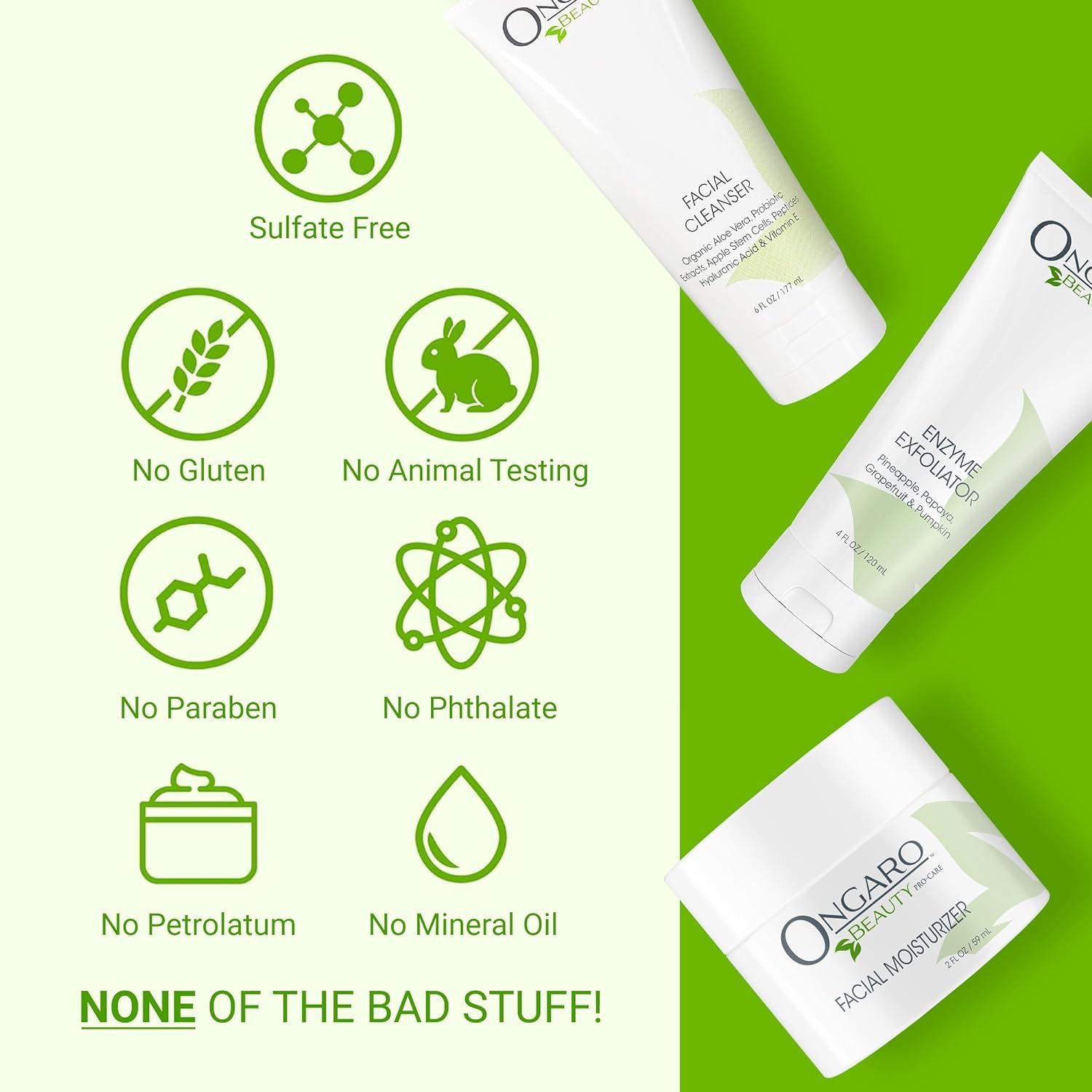 Ongaro Beauty Your Best Skin Today Set - Hydrating Facial Cleanser Wash, Gentle Exfoliating Face Scrub, and Hydrating Face Moisturizer, Complete Skincare for All Skin Type for Men & Women - 12 Fl Oz​ - Image 5