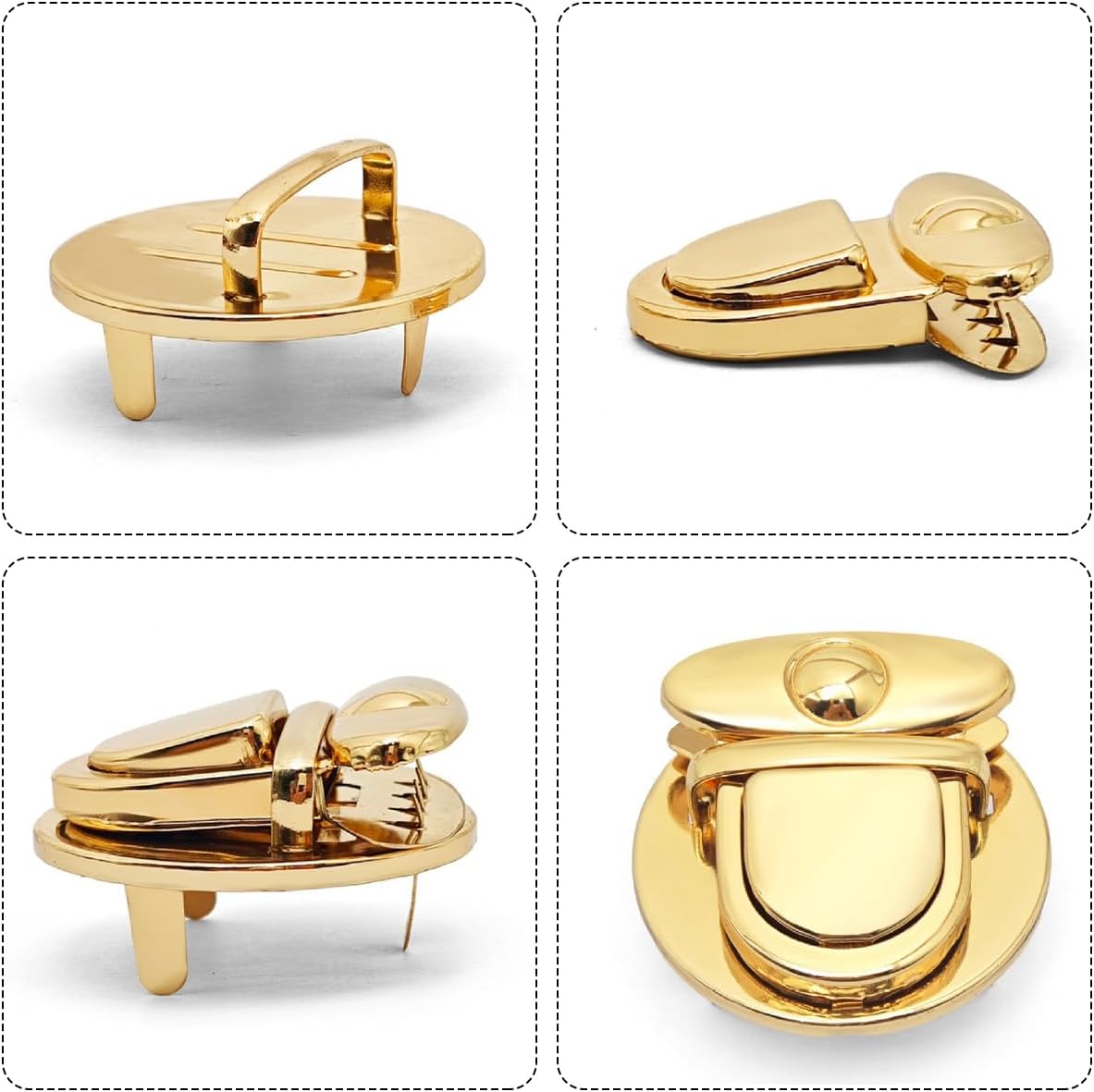 10 PCS Big Round Tuck Lock Purse with Light Gold Alloy Buckle Fasteners Duck Tongue Snap Closure Metal Hardware Clips for Handbag Case Purse