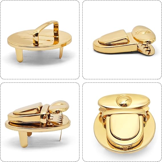 10 PCS Big Round Tuck Lock Purse with Light Gold Alloy Buckle Fasteners Duck Tongue Snap Closure Metal Hardware Clips for Handbag Case Purse