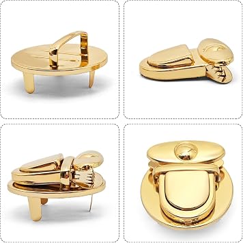 10 PCS Big Round Tuck Lock Purse with Light Gold Alloy Buckle Fasteners Duck Tongue Snap Closure Metal Hardware Clips for Handbag Case Purse