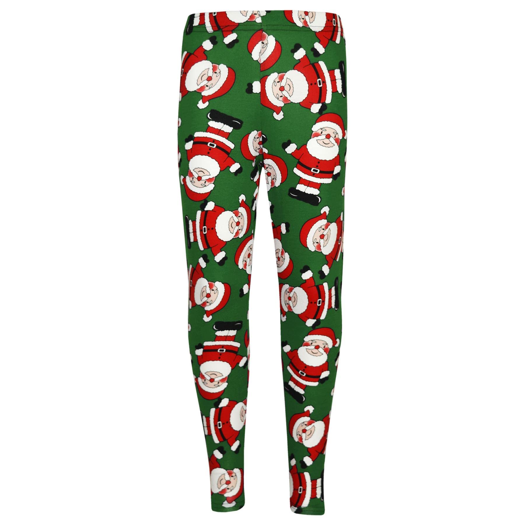 A2Z 4 Kids Girls Christmas Legging Santa Snowman Penguin - Xmas Legging Santa Green 13