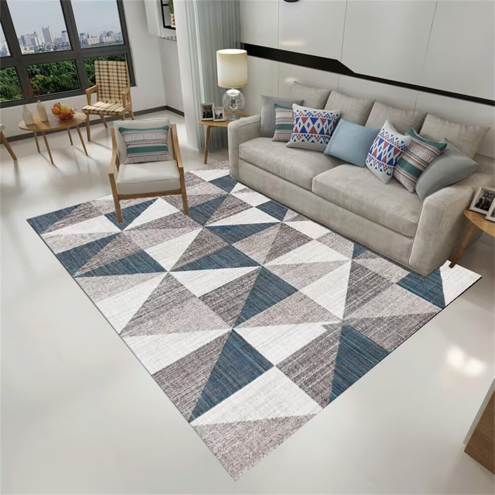 Tappeto blu grigio 140 x 200 cm, morbido e facile da pulire, per camere da letto e soggiorni, elegante runner per corridoi, arredamento accogliente per la casa