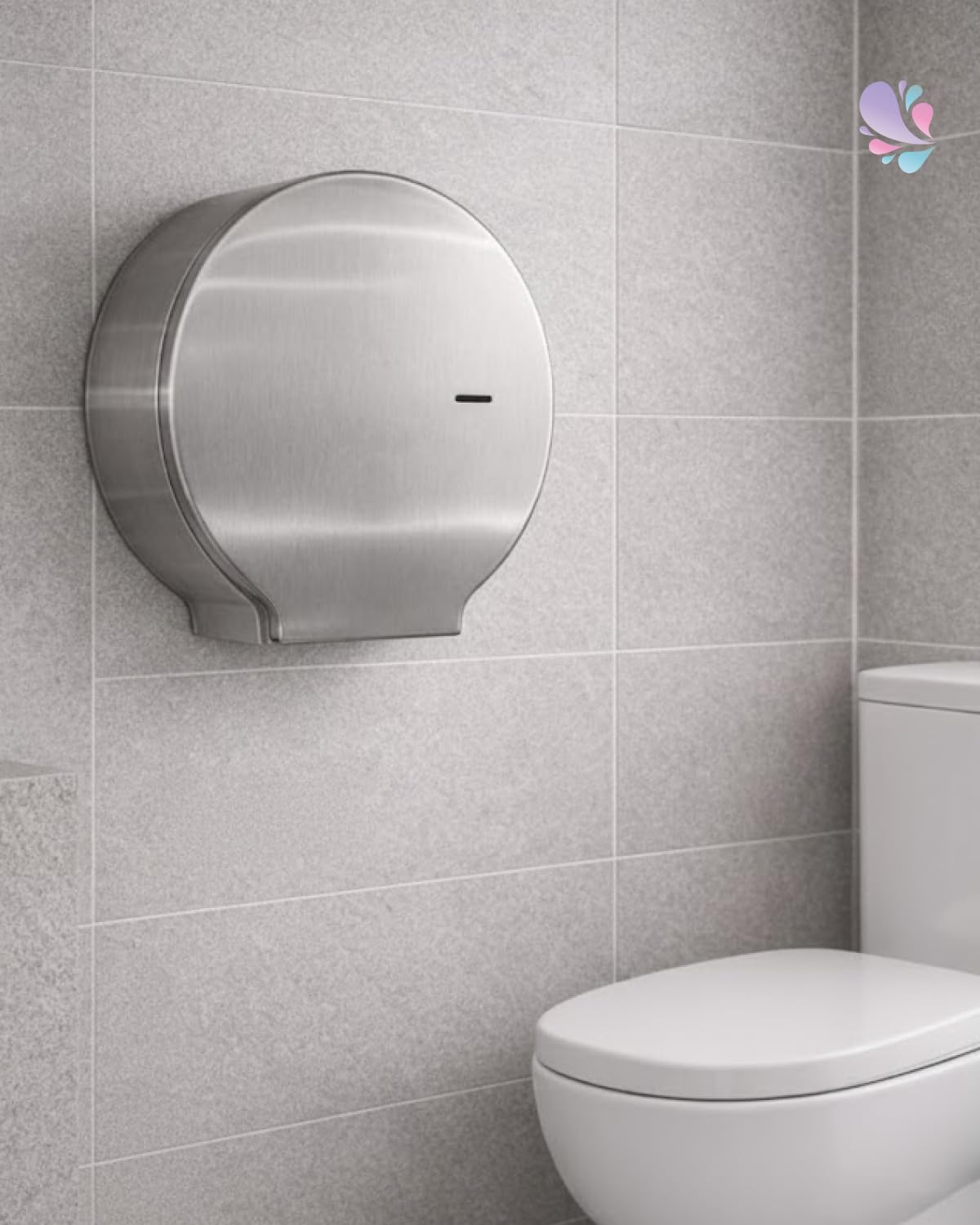 Maxi Jumbo Distributeur de papier toilette en acier inoxydable mat | Acier inoxydable mat, verrouillable, montage mural, pour rouleaux jumbo jusqu'à Ø 266 mm