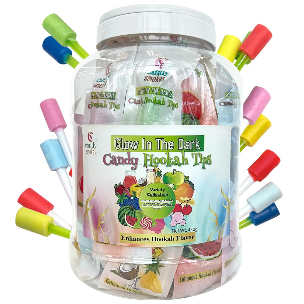 Candy Smokes Hookah Candy Tips Collection Mouthpiece Tips - 50 pcs Glow in The Dark Jolly Tips -