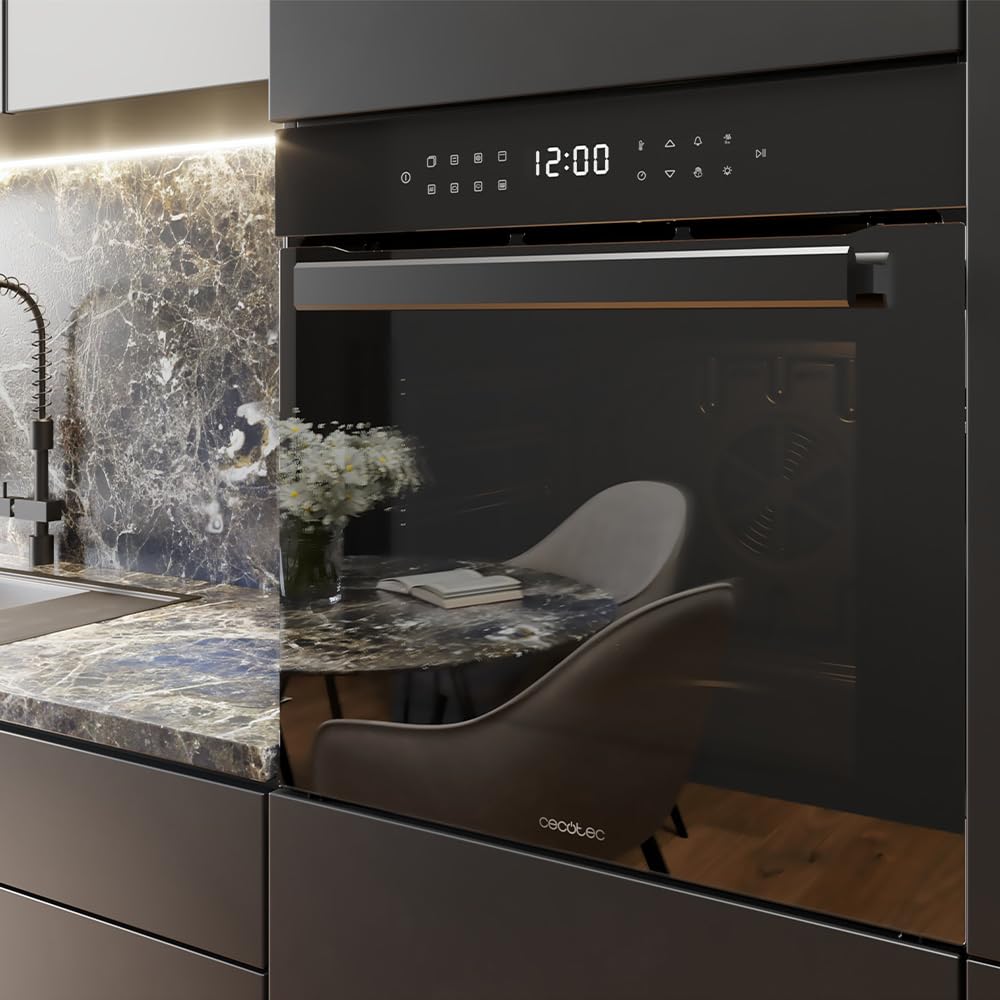 Cecotec Four Encastrable Bolero Hexa 9506000 Glass Black A de 81 L. 11 Fonctions avec Airfryer Master, Pizza Master, Cuisson 3D, Base vapeur X2, Faible consommation, Nettoyage facile, 5 Positions