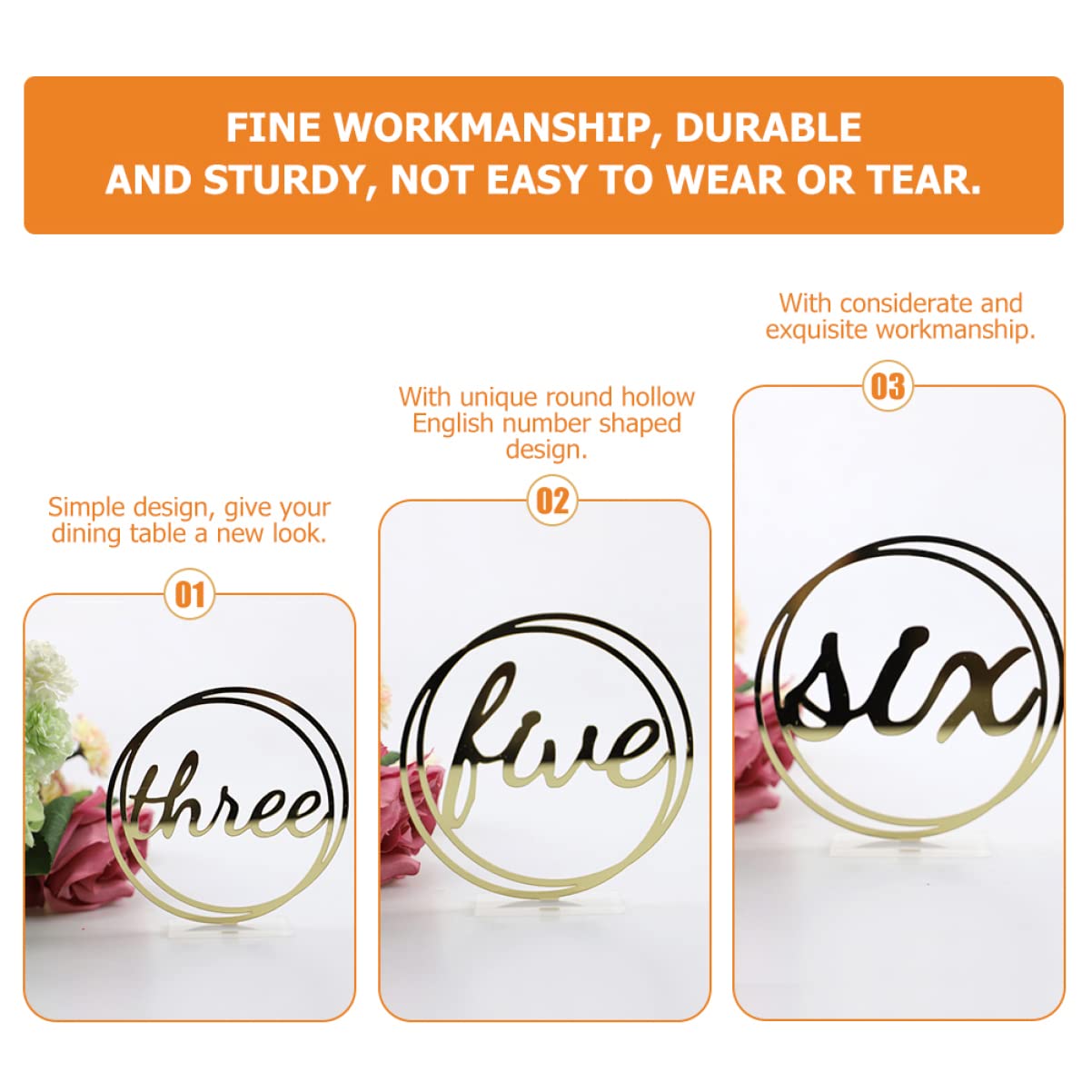 Abaodam 20pièces Numéros De Table Acrylique Rond Décoration Élégante Pour Mariages Avec Chiffres Anglais Accessoire Pratique Et Pour Événements Spéciaux