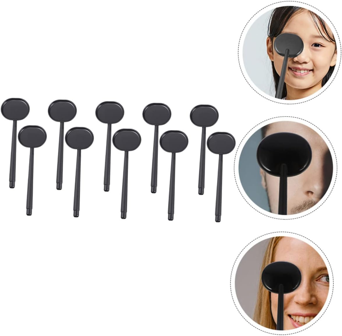 Black ABS Plastic Eye Occluder Tool 10Pcs for Vision Testing | Hand-held, Skid-Proof Design, Covers One Eye, Included Eye Chart, Work and Home Use