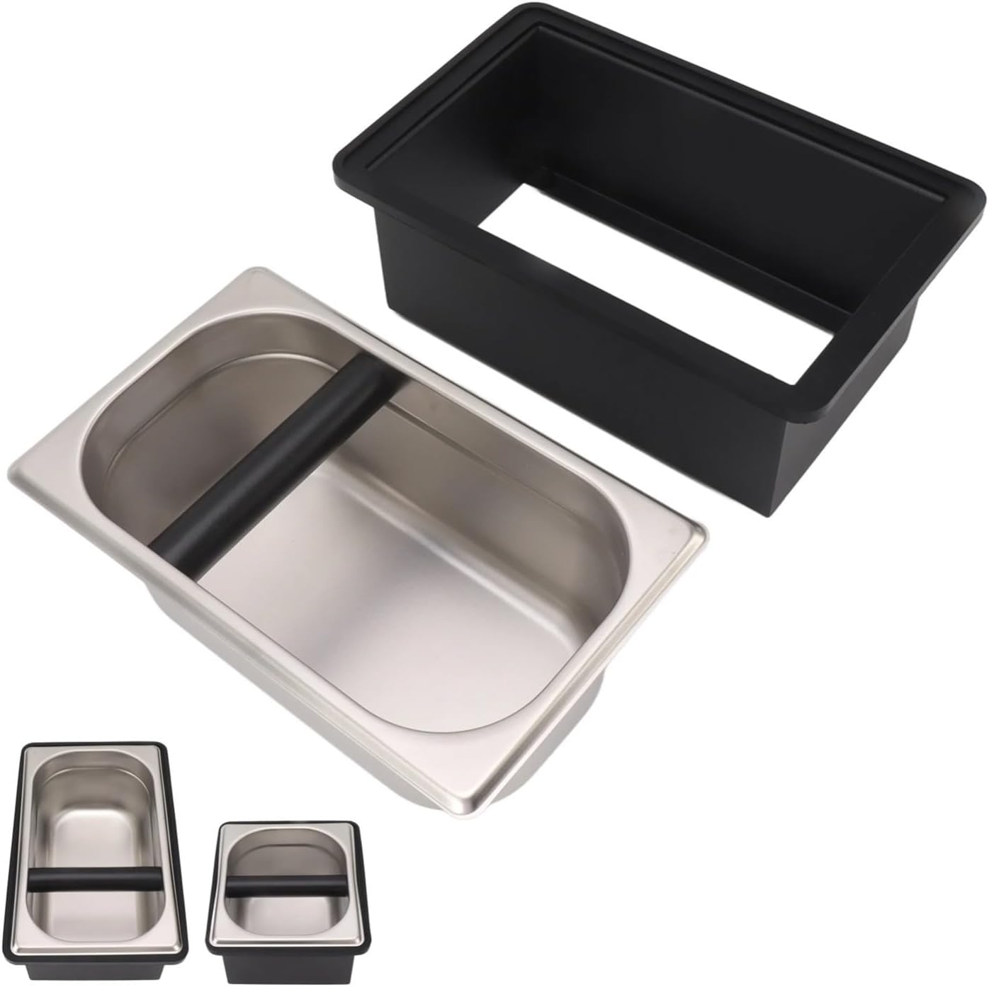 Coffee Knock Box Rubber Coffee Box With Removable Stainless Steel Ground Container For Cafe Bar Kitchen Bedroom Restaurant
