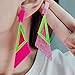 A-yeite 80s Neon Earrings for Women Colorful Triangle Circle Geometric Retro Acrylic Dangle Earrings 80's Outfit Glow Party Halloween Neon Accessories - Color 1