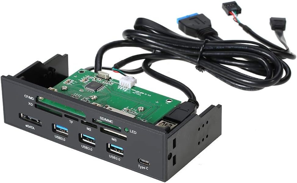Anself Sunshine-tipway STW 5.25" Internal Card Reader Media Multi-Function Dashboard PC Front Panel Type-C USB 3.1 USB 3.0 Support CF MD XD MMC TF M2 MS