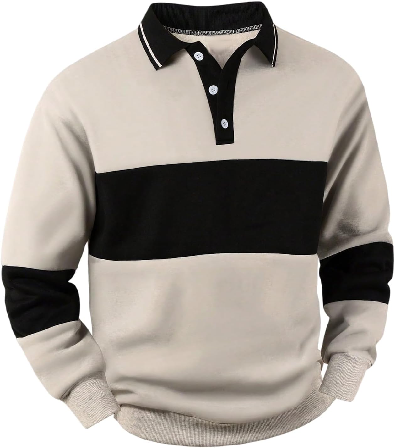 SOLY HUX Men's Color Block Sweatshirt Collared Long Sleeve Casual Fall Pullover Tops