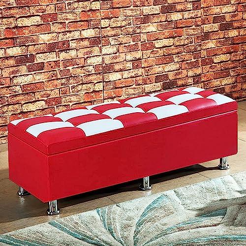 Otomana rectangular moderna de piel sintética para almacenamiento, elegante zapatero, reposapiés tapizado, elegante baúl de juguetes para sala de estar y dormitorio, 90 x 40 x 40 cm