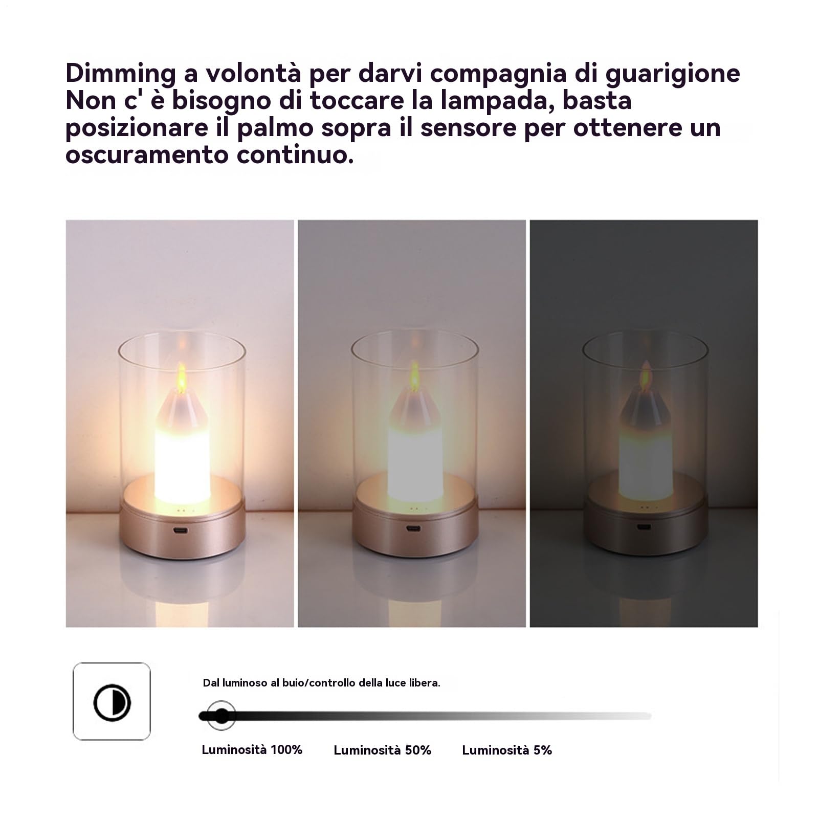 Luminosa nocturna, luz nocturna con sensor táctil recargable | 3 modos de | brillo ajustable, iluminación cálida ambiental para exterior, mesita de y habitación infantil