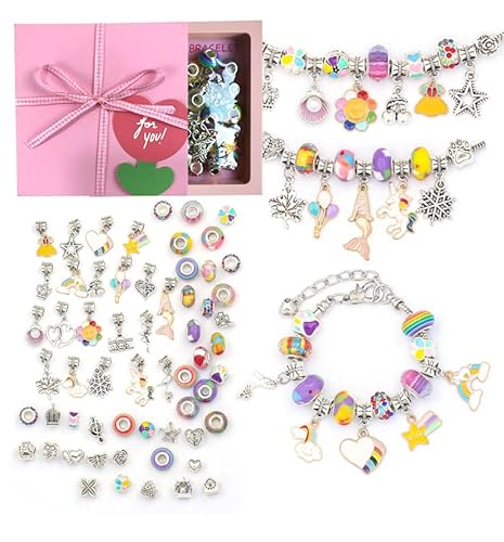 MAEKIJOY Juego de pulseras con abalorios, ideas de regalo para niñas de 8 a 12 años, pulsera para manualidades para niños, regalos personalizados, joyas y manualidades (colorido) Cover