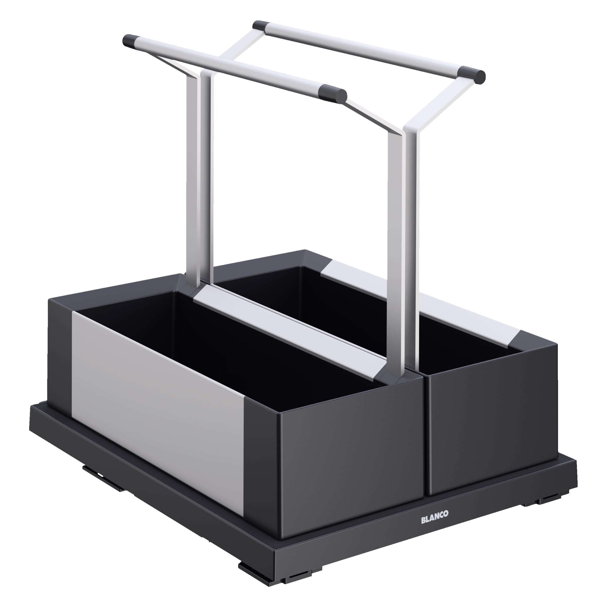 BLANCO Storage Caddy 40 | plástico, aluminio negro gris | [41,5 x 34 x 39,5 cm] | Cómodo acceso gracias al mango y la función deslizante totalmente extensible