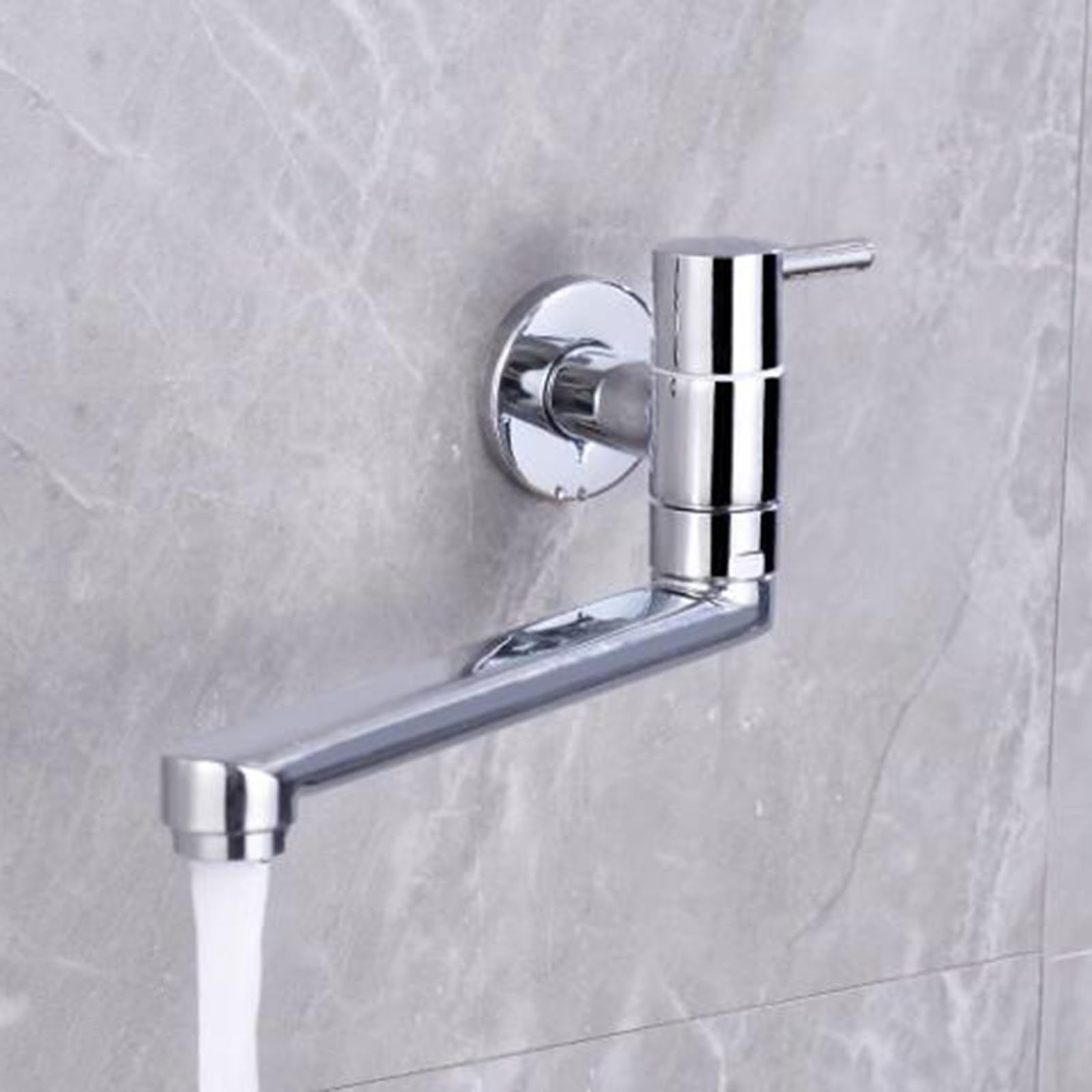 Grifo Cocina Pared Solo Agua Fria Cromo Grifo Giratorio Latón Grifos Fregadero Cocina-35Cm