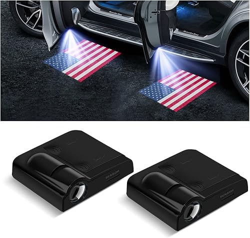 2 luces LED inalámbricas para puerta de automóvil, proyector de logotipo, luz LED inalámbrica para automóvil, sensor magnético sin agujero, lámpara