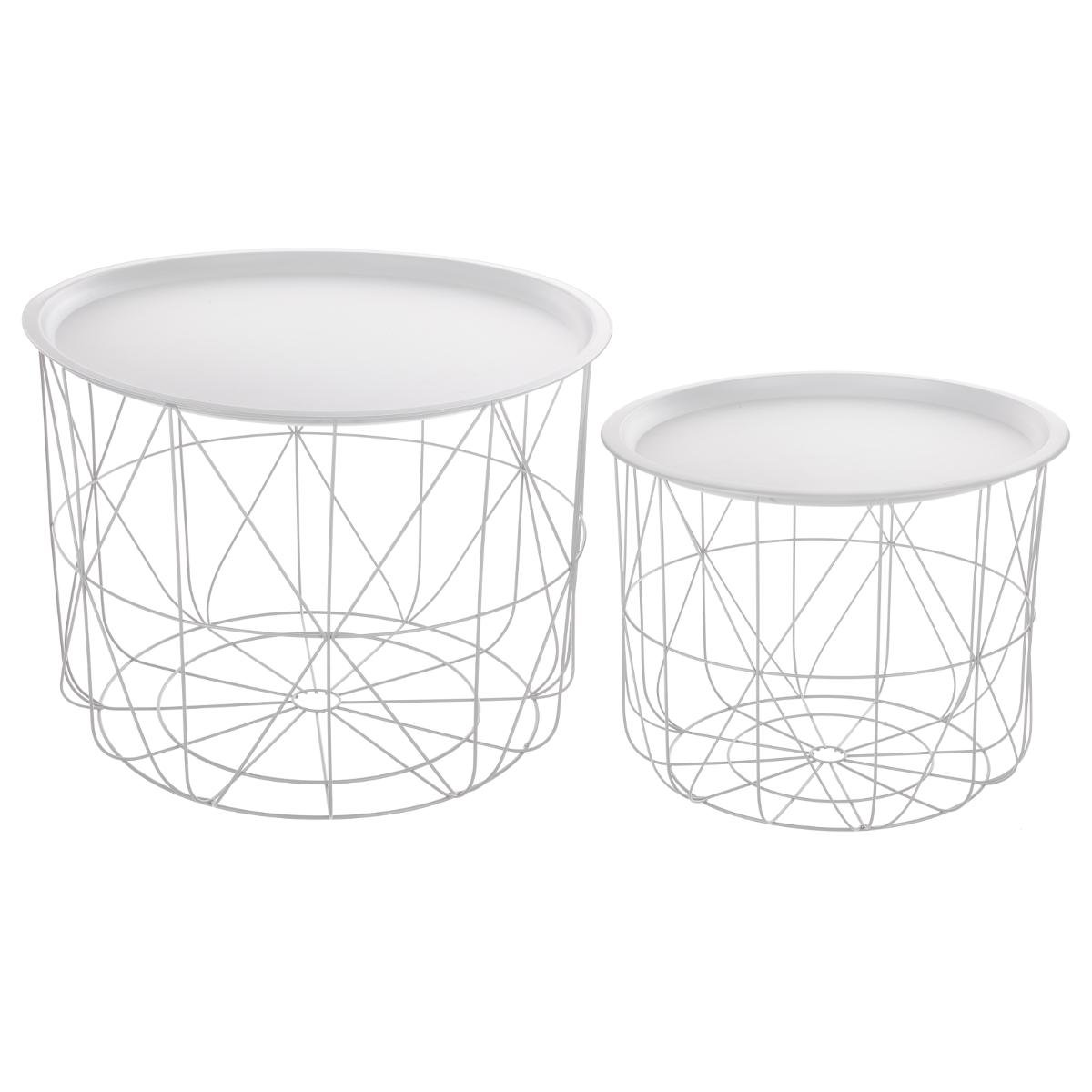 Atmosphera - Juego de 2 mesas de café Nido con bandejas extraíbles, diseño Moderno y Moderno, Color Blanco