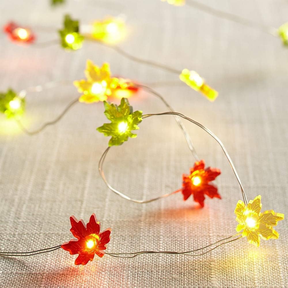 MIYA LIFE Maple Leaf String Lights 10FT 40LEDs Fall Fairy Lights with Leaves Battery Operated Halloween Lights for Thanksgiving Decorations Ideal Leaf Lights for Bedroom image 3