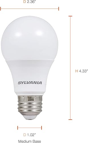 Miniatura 32 de Bombilla LED A19 SYLVANIA, 60 W = 8.5 W, no regulable, acabado esmerilado, 800 lúmenes, 2700K, blanco suave, paquete de 12 (74469)