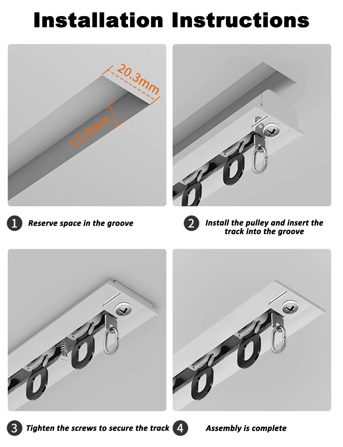 Rail de Rideau Encastré Caché - Rail Rideaux Plafond Ultra-Fin de 16 mm en Aluminium avec Poulie Silencieuse, 1-6 m Tringle à Rideau Separation de Piece pour Chambre Salon Hôtel(Blanc,6m(19.7ft))